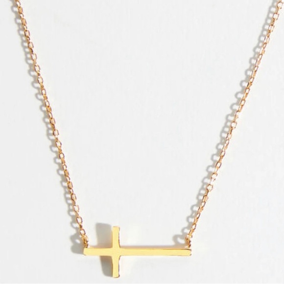 GUEMER Tiny Cross Necklace - 18K Gold Plated, Cubic Zirconia, 18+2 Inch Choker | Simple Faith Jewelry For Women - View #10